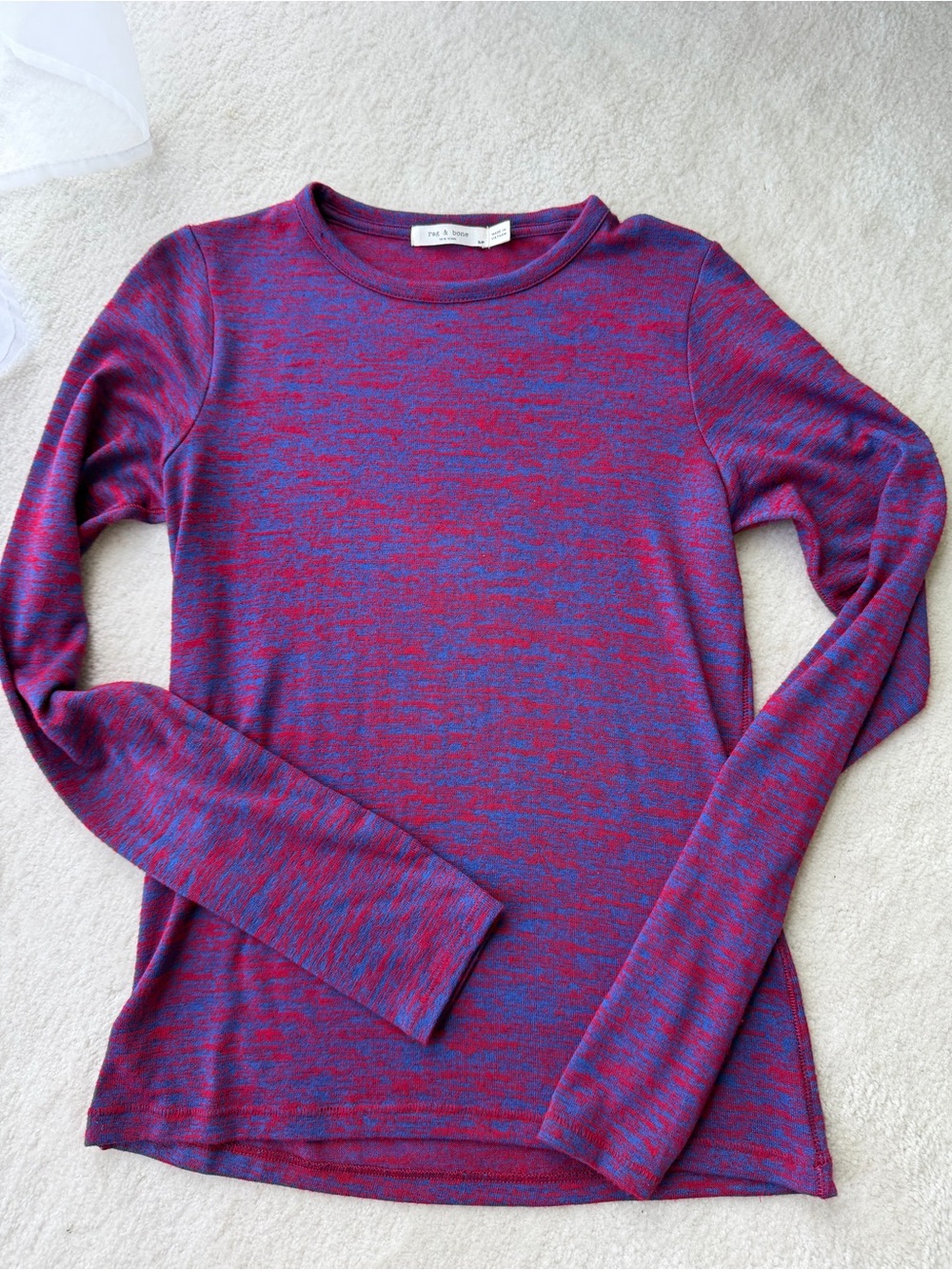 Rag & Bone Marled Crewneck Long Sleeve Top in Purple/Blue/Red
